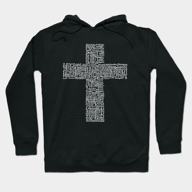 CATHOLIC CHRISTIAN CROSS MADE WITH WORDS Bible-Inspired Design Hoodie by ejsulu